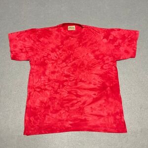 VTG The Mountain Shirt Mens Large Red Tie Dye Leather Tag Short Sleeve Crewneck